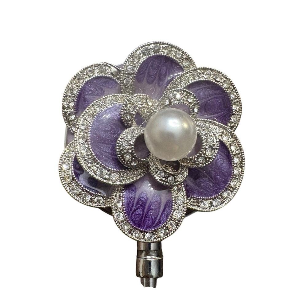 SPRING STREET DESIGN CRYSTAL FLOWER PURPLE HANDBAG HOLDER HOOK NEW WITH OUT TAGS